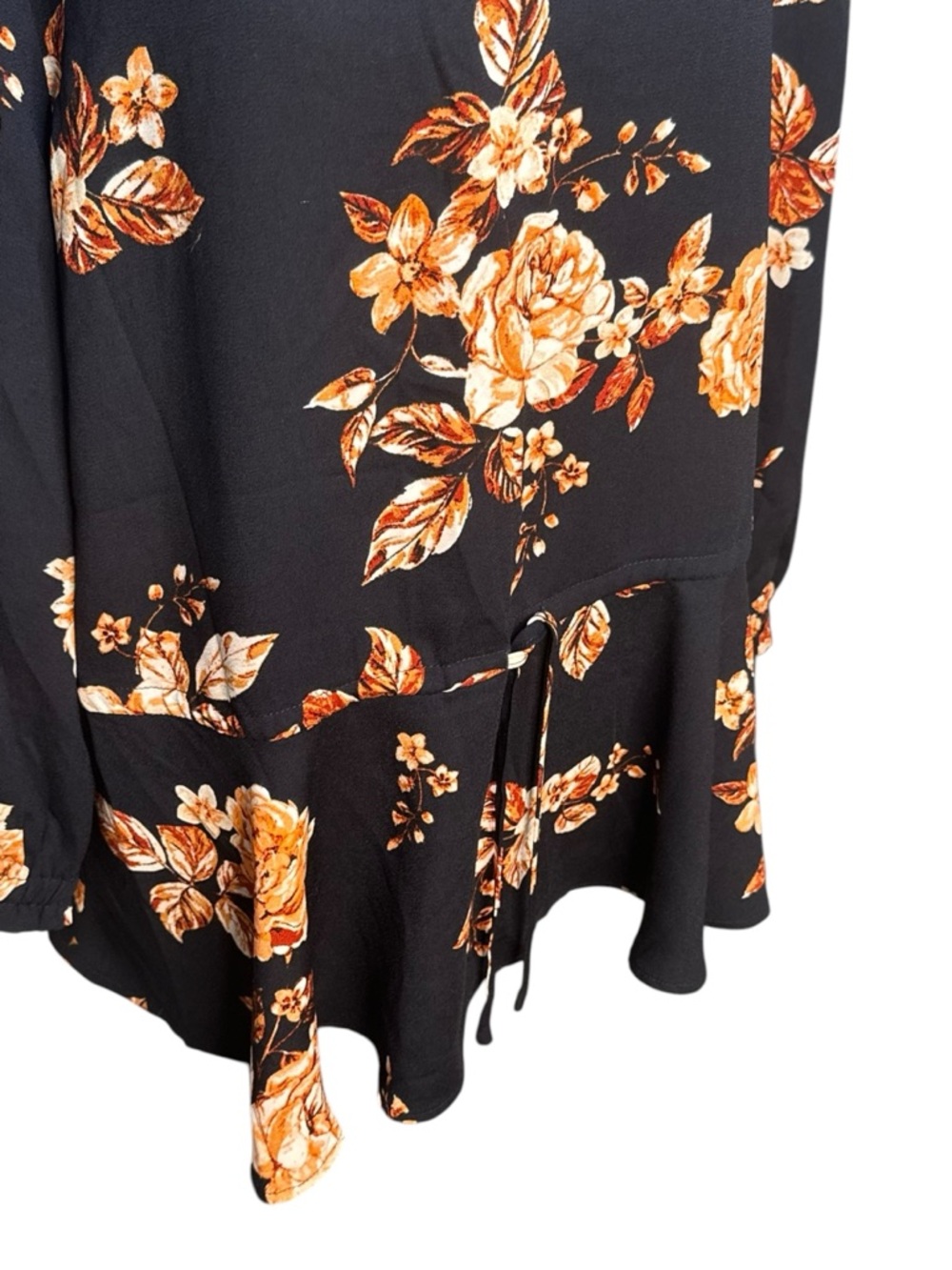 Maurices Blue Floral Peasant Top XXL Cinched Waist Ruffle Neck Boho Blouse - Picture 4 of 12